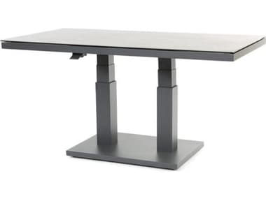 Kettler Zeb Closeout Aluminum Adjustable 55''W x 33''D (19'' - 29''H) Dining / Counter / Coffee Table w/ Ceramic Look Top KR2083K1