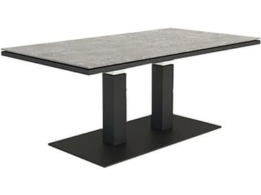 Kettler Zeb Closeout Aluminum Adjustable 55''W x 33''D (19'' - 29''H) Dining / Counter / Coffee Table w/ Ceramic Look Top KR2083K1