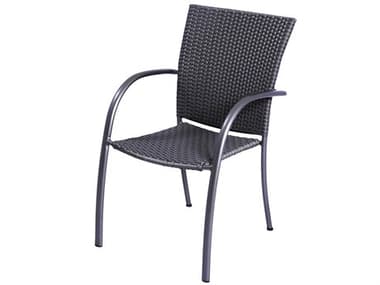 Kettler Pilano Wicker Silver Gray Stackable Dining Arm Chair Set of 4 KRA09810254K4