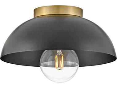 Lark Living Stu 11" 1-Light Black Lacquered Brass Dome Flush Mount LAK83301BK