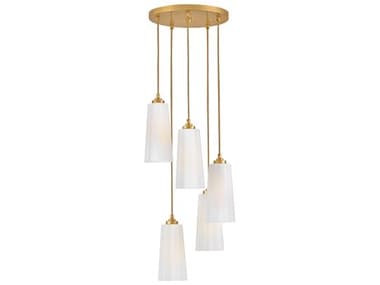 Lark Living Honey 5-Light Distressed Brass Cylinder Pendant LAK83718DA
