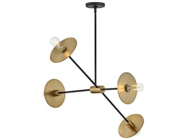 Lark Living Lulu 4-Light Lacquered Brass Black Sputnik Chandelier LAK83885LCB