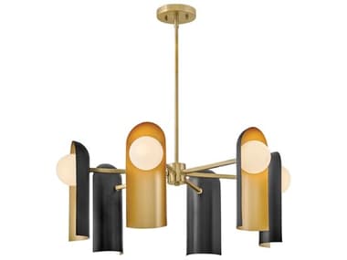 Lark Living Zuri 6-Light Lacquered Brass Black Cylinder Globe Chandelier LAK84236LCBBK