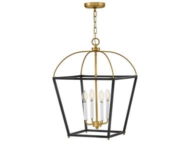 Lark Living Tate 4-Light Black Lacquered Brass Lantern Pendant LAK84274BKLCB