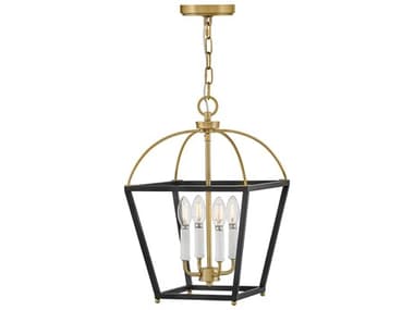 Lark Living Tate 4-Light Black Lacquered Brass Lantern Mini Pendant LAK84277BKLCB