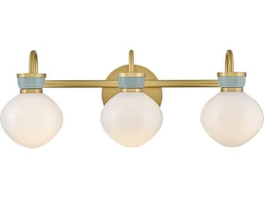 Lark Living Lucy 3-Light Lacquered Brass Seafoam Vanity Light LAK85593LCBSF