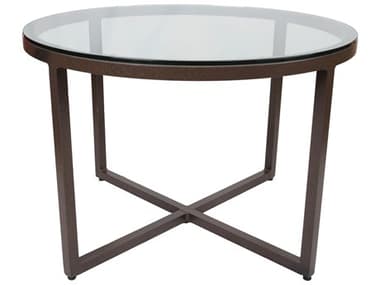 Lane Venture Contempo Aluminum 42'' Round Glass Top Dining Table with Umbrella Hole LAV45542