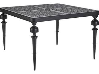 Lane Venture Hemingway Plantation Black Truffle Cast Aluminum 45'' Square Dining Table with Umbrella Hole LAV553145