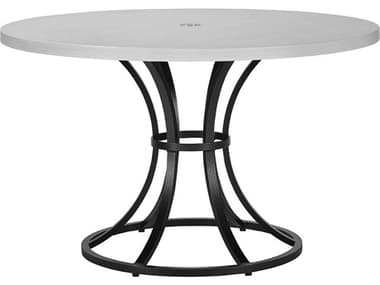 Lane Venture Calistoga Dark Bronze Aluminum 48'' Wide Round Dining Table with Umbrella Hole LAV924148