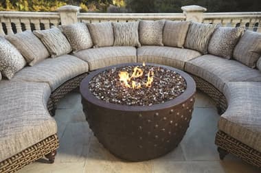 Lane Venture Hemingway Driftwood Wicker Sectional Firepit Lounge Set LAVHEMMINGWAYSECFRPTLNGSET