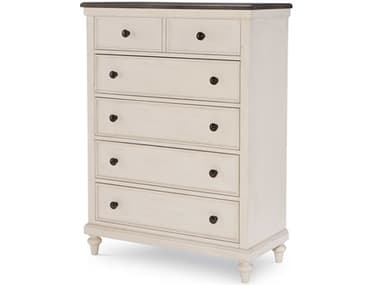Legacy Classic Brookhaven Youth 38&quot; Wide 5-Drawers Vintage Linen rustic Dark Elm White Wood Accent Chest LC89402200