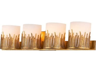 Lucas McKearn Sawgrass 32" Wide 4-Light Gold Glass Vanity Light LCKBB90610G4