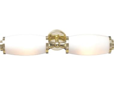 Lucas McKearn Eliot 18" Wide 2-Light Polished Brass Glass LED Vanity Light LCKBBELIOT2PB