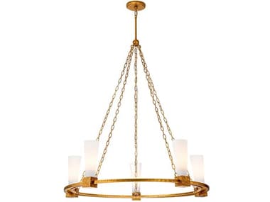 Lucas McKearn Kristy 5-Light Distressed Gold Cylinder Chandelier LCKCH30208G5