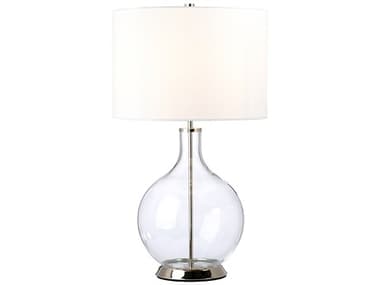 Lucas McKearn Orb Polished Nickel White Faux Linen Glass Buffet Lamp LCKORBCLEARPNWHT