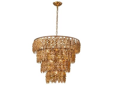 Lucas McKearn Coral Luxe 25" Wide 6-Light Gold Tiered Chandelier LCKPD9710G6