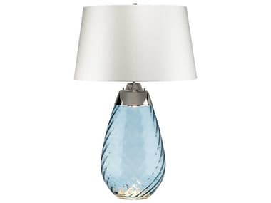 Lucas McKearn Lena 18'' Blue Glass Buffet Lamp with Off White Shade LCKTLG3025LOWSS
