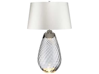 Lucas McKearn Lena Smoke Gray Glass Buffet Lamp with Off White Shade LCKTLG3026LOWSS