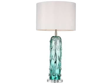 Lucas McKearn Ponchatrain Clear Blue Glass White Fabric Buffet Lamp LCKTLG3118