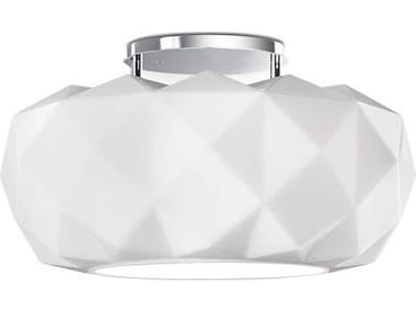 Leucos Deluxe 19" 1-Light Chrome White Glass Drum Linear Flush Mount LEU0002266