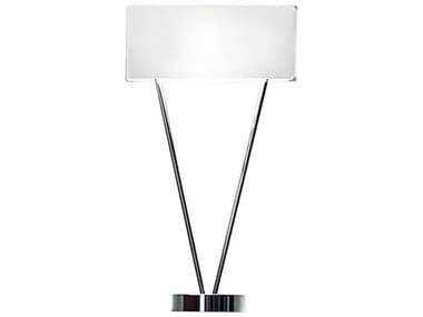 Leucos Vittoria Chrome Satin White Glass Table Lamp LEU0004047