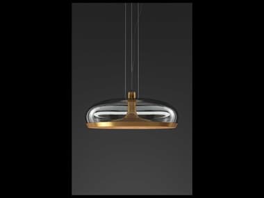 Leucos Aurelia 17&quot; 1-Light Vintage Brass Glass LED Bowl Linear Pendant LEU0011486