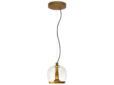 Leucos Aurelia 10" 1-Light Vintage Brass Glass LED Dome Linear Mini Pendant LEU0011503