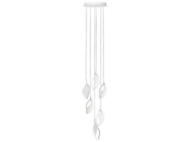 Leucos Nia Textured White Glass 6-light 11'' Wide Mini Pendants LEUNIAS6