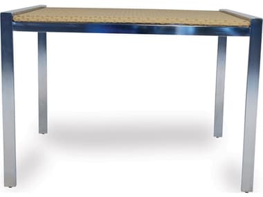 Lloyd Flanders Elements Steel Wicker 42'' Square Lay-On Glass Top Dining Table LF203042