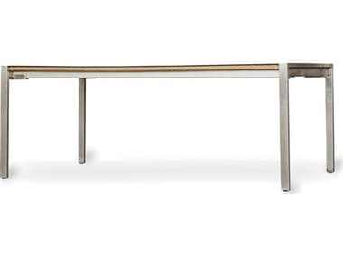 Lloyd Flanders Elements Steel Wicker 71'' x 42'' Rectangular Lay-On Glass Top Dining Table LF203072