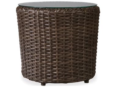 Lloyd Flanders Largo Wicker 22'' Round Lay on Glass Top End Table LF241043
