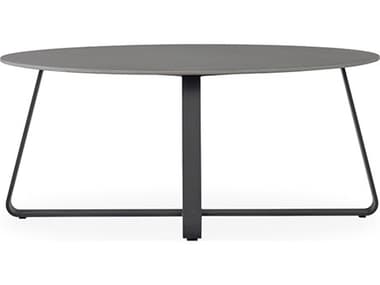 Lloyd Flanders Universal Accessories Aluminum 42''W x 24''D Oval Light Gray Corian Top Coffee Table LF486044