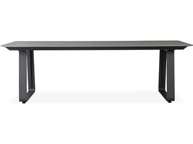 Lloyd Flanders Universal Accessories Aluminum 95''W x 39''D Rectangular Light Gray Corian Top Dining Table with Umbrella Hole LF486100