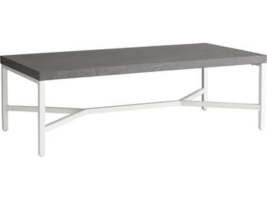 Lloyd Flanders Universal Accessories Aluminum Rectangular Cocktail Table with Matte White frame and Gray Ceramic top LF486244