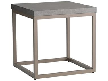 Lloyd Flanders Universal Accessories Aluminum Square End Table with Matte Taupe frame and Gray Ceramic top LF486343