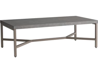 Lloyd Flanders Universal Accessories Aluminum Rectangular Cocktail Table with Matte Taupe frame and Gray Ceramic top LF486344