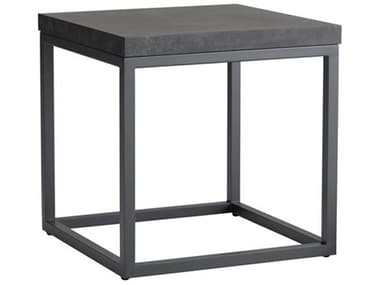 Lloyd Flanders Universal Accessories Aluminum Square End Table with Matte Anthracite frame and Black Ceramic top LF486443