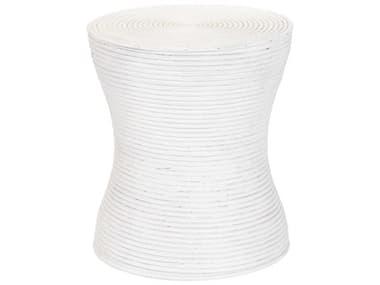 Livabliss by Surya Balinese Round Wicker White End Table LIVBAS005