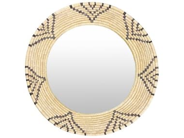 Livabliss by Surya Dastkar Tan Black Wall Mirror Round LIVDAS0012424