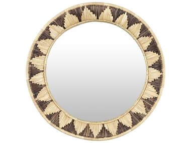 Livabliss by Surya Dastkar Tan Black Wall Mirror Round LIVDAS0032222