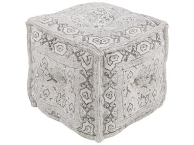 Livabliss by Surya Daveed White Charcoal Gray Upholstered Ottoman LIVDVPF001