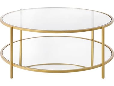 Livabliss by Surya Alecsa Round Glass Clear Gold Coffee Table LIVEAA014