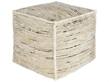 Livabliss by Surya Esperanza 18" Butter White Black Beige Fabric Upholstered Ottoman LIVEZPF001