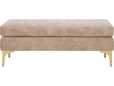Livabliss by Surya Galey Alix Benjamin Metallic Brass Brown Upholstered Dining Bench LIVGABJ001184724