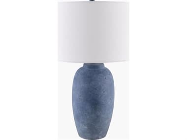 Livabliss by Surya Gasius Painted Blue White Linen Buffet Lamp LIVGSU003