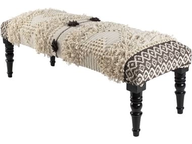 Livabliss by Surya Haarlem Dark Brown Light Beige Black Upholstered Accent Bench LIVHRM001