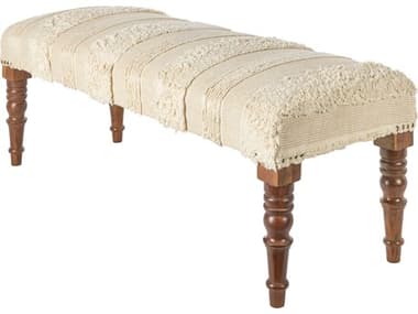 Livabliss by Surya Haarlem 48" Brown Cream Fabric Upholstered Accent Bench LIVHRM004