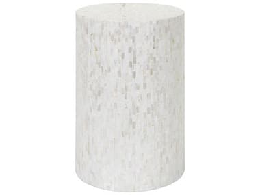 Livabliss by Surya Iridescent 13" Round Ivory Gray End Table LIVISC001