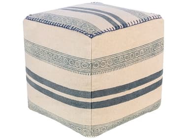 Livabliss by Surya Lola Navy Pale Blue Cream Upholstered Ottoman LIVLLPF002