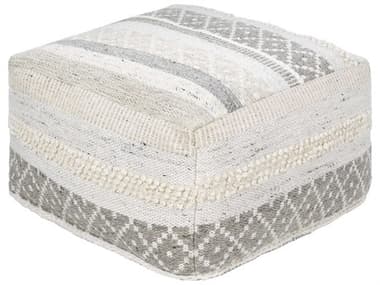 Livabliss by Surya Lorens 24" Gray Fabric Upholstered Ottoman LIVLRPF003